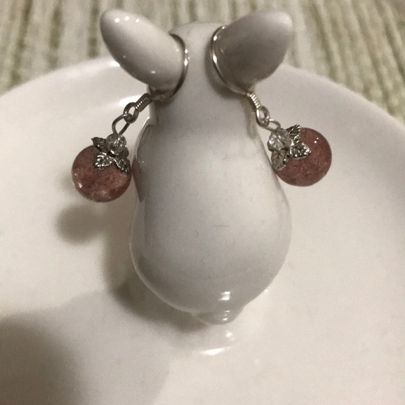 Natural Berry Quartz Sterling Silver Earring - Picture 4 of 4